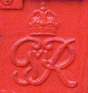 G VI R royal cypher close-up on a postbox