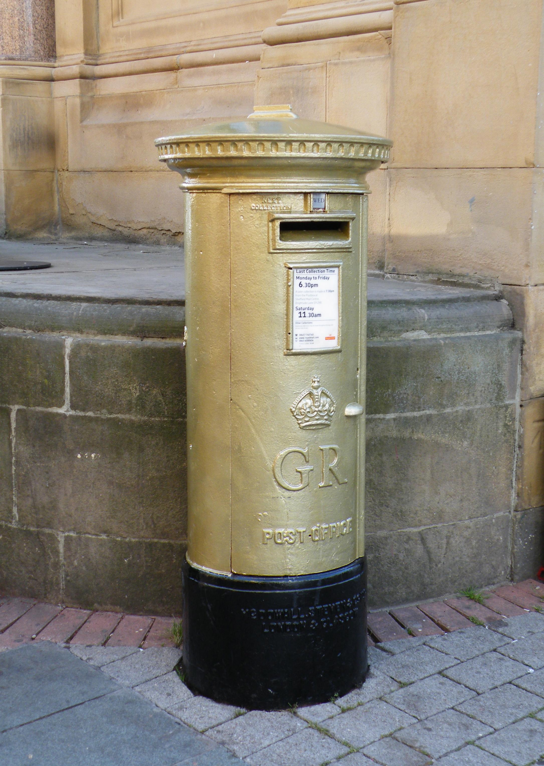 Olympic Gold 2012 commemorative postbox