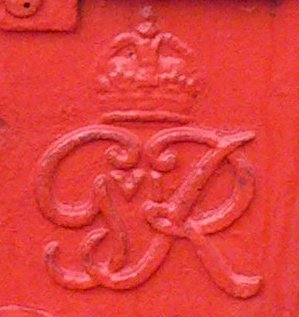 G VI R royal cypher close-up on a postbox