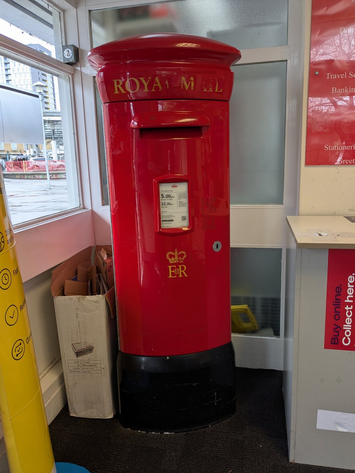 Pillar box mounted indoors, Kerbey Street, Greater London